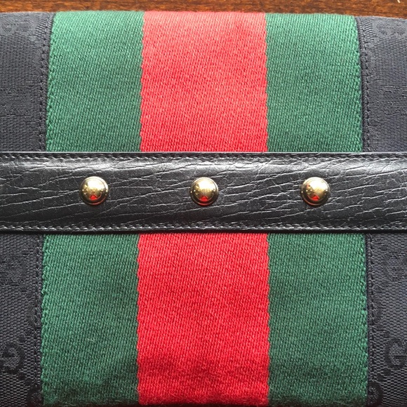 Gucci Blk Canvas GG Horsebit Clutch Shoulder Bag - Picture 4 of 8